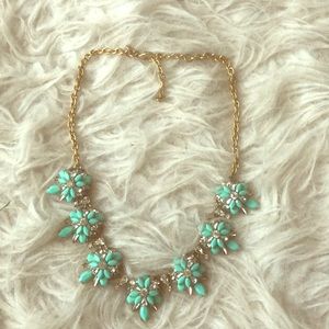 Turquoise and white statement necklace